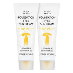 NATURE REPUBLIC UV Cut Baobab Foundation Free Sun Cream SPF50+ PA++++ 40ml*2EA