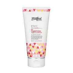 MILLFORD AC Clarifying Foam Cleanser 150ml in a geometric tube, designed for deep cleansing and exfoliating active skin.