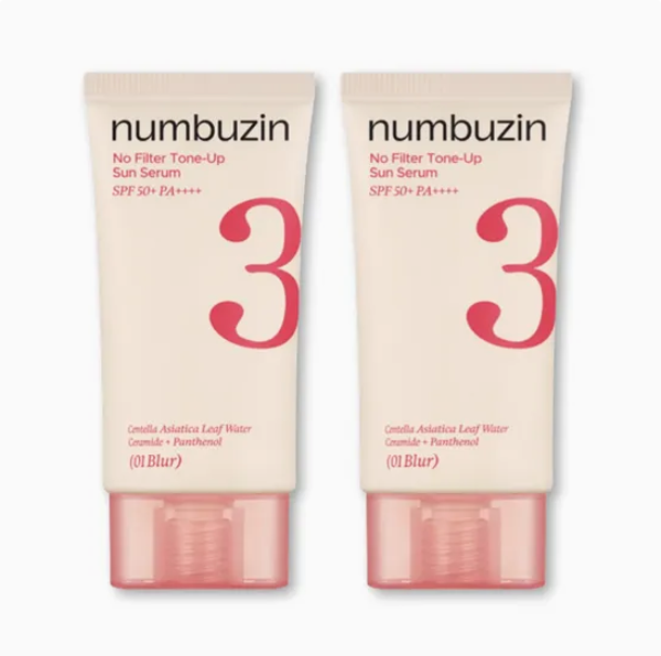 Numbuzin No.3 No Filter Tone-Up Sun Serum SPF50+ PA++++ 50ml Double