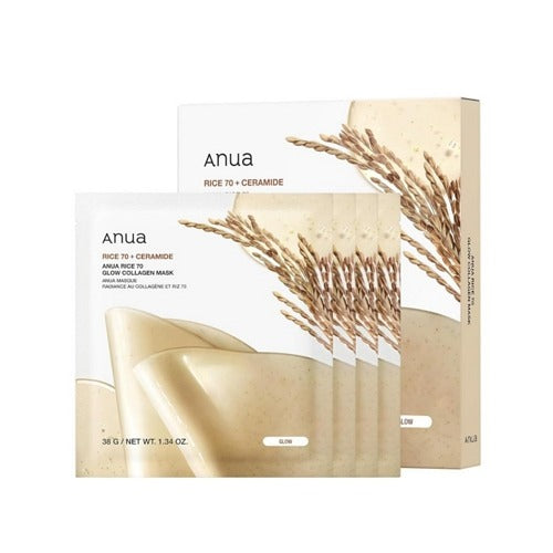 Anua Rice 70 Glow Collagen Mask 4ea