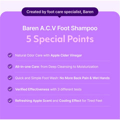 BAREN Apple Cider Vinegar Foot Shampoo 400ml