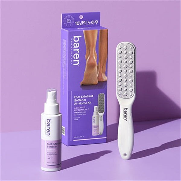 BAREN Foot Callus Eraser Home Set: Foot File & Peeling Foot Spray 1ea