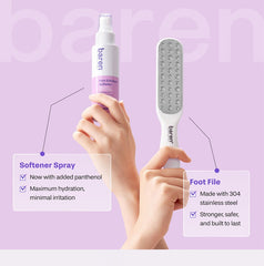 BAREN Foot Callus Eraser Home Set: Foot File & Peeling Foot Spray 1ea