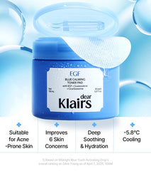 Dear, Klairs EGF Blue Calming Toner Pad 150ml (60 Pads)