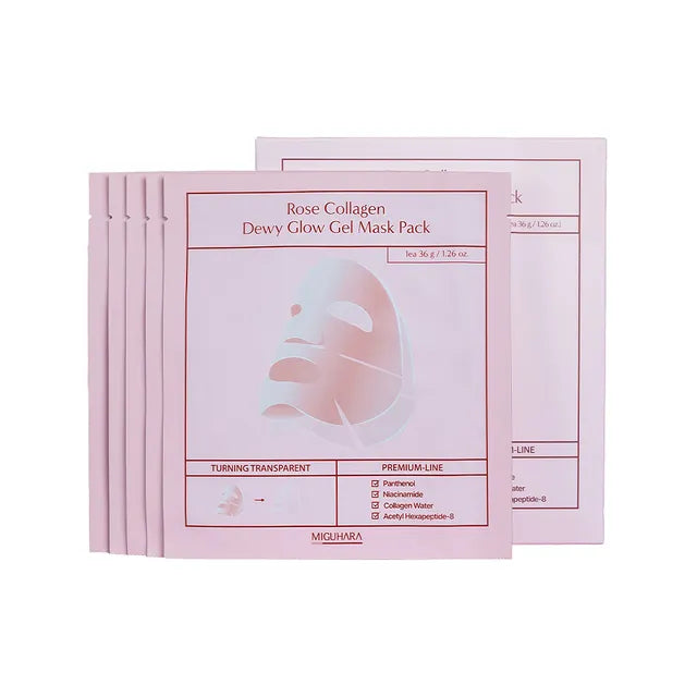 MIGUHARA Rose Collagen Dewy Glow Gel Mask Pack 36g x 5 sheets