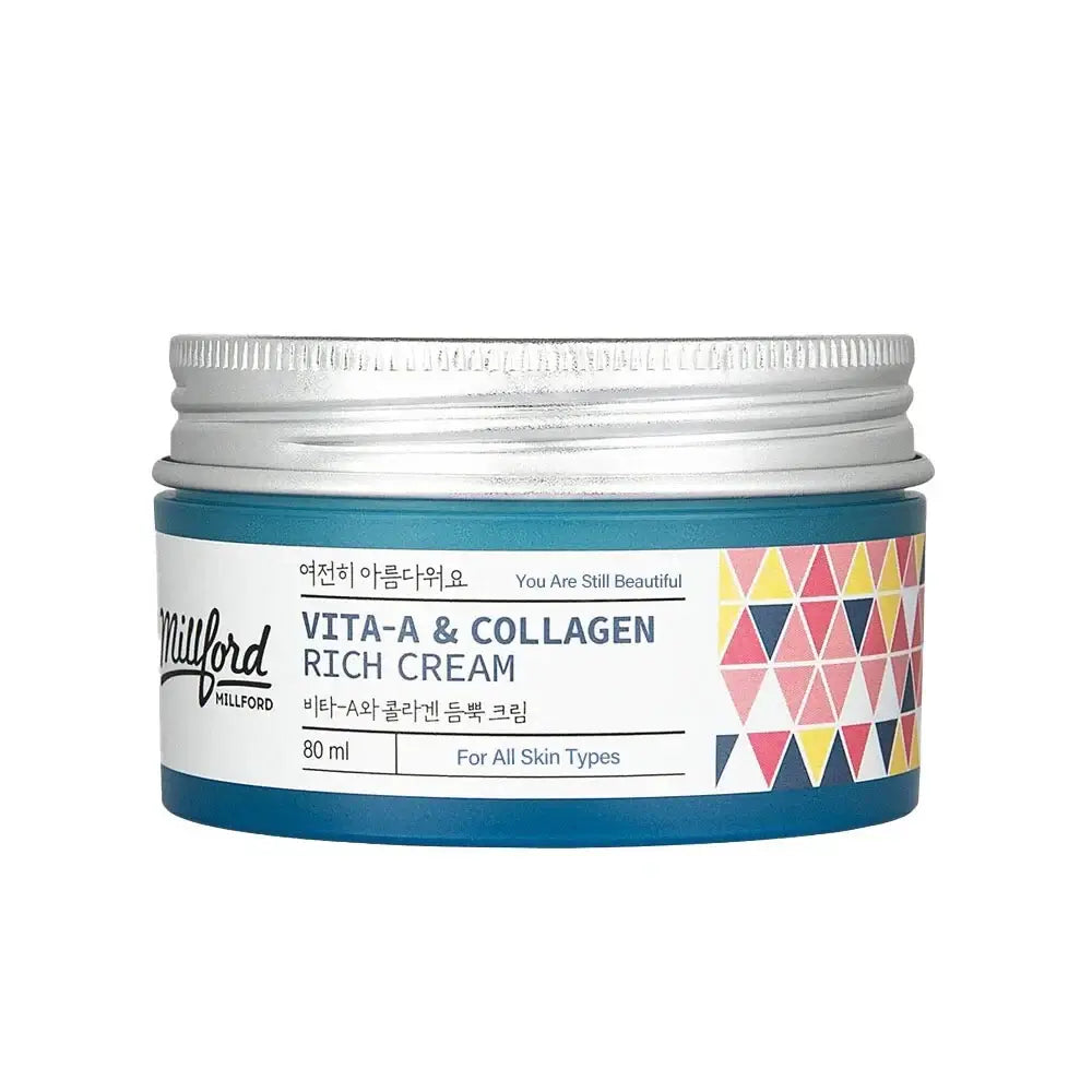 MILLFORD Vita-A & Collagen Rich Cream 80ml, moisturizing cream for anti-aging and skin elasticity.