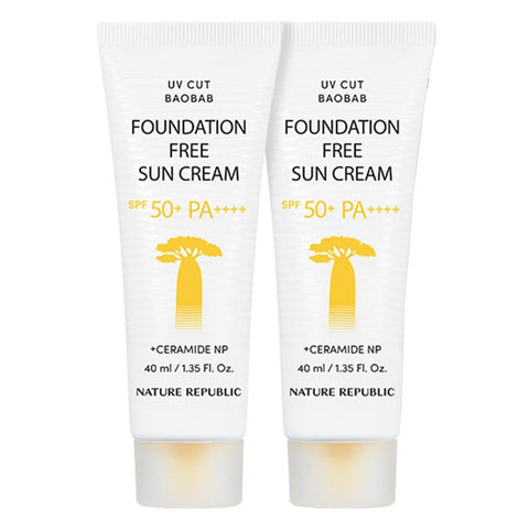 NATURE REPUBLIC UV Cut Baobab Foundation Free Sun Cream SPF50+ PA++++ 40ml*2EA