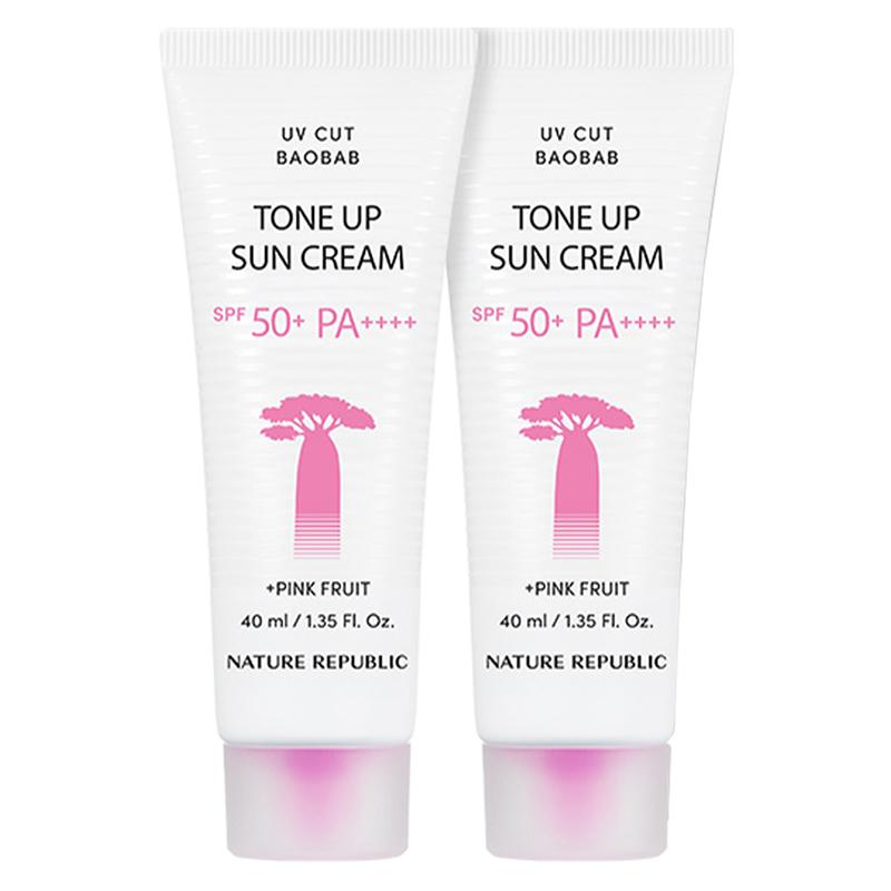 NATURE REPUBLIC UV Cut Baobab Tone Up Sun Cream SPF50+ PA++++ 40ml*2EA