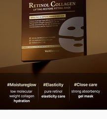 WellDerma Premium Retinol Collagen Lifting Restore Fitting Mask (4 Sheets)
