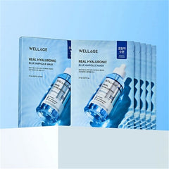 Wellage Real Hyaluronic Blue Ampoule Mask 27ml × 5