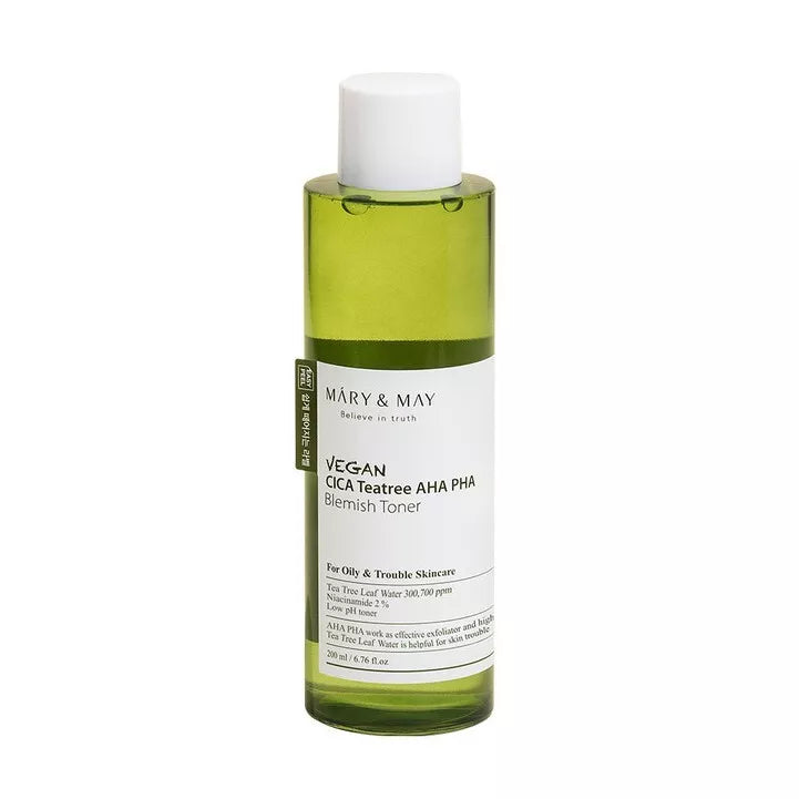 MARY & MAY Vegan CICA Tea Tree AHA PHA Toner 200mL